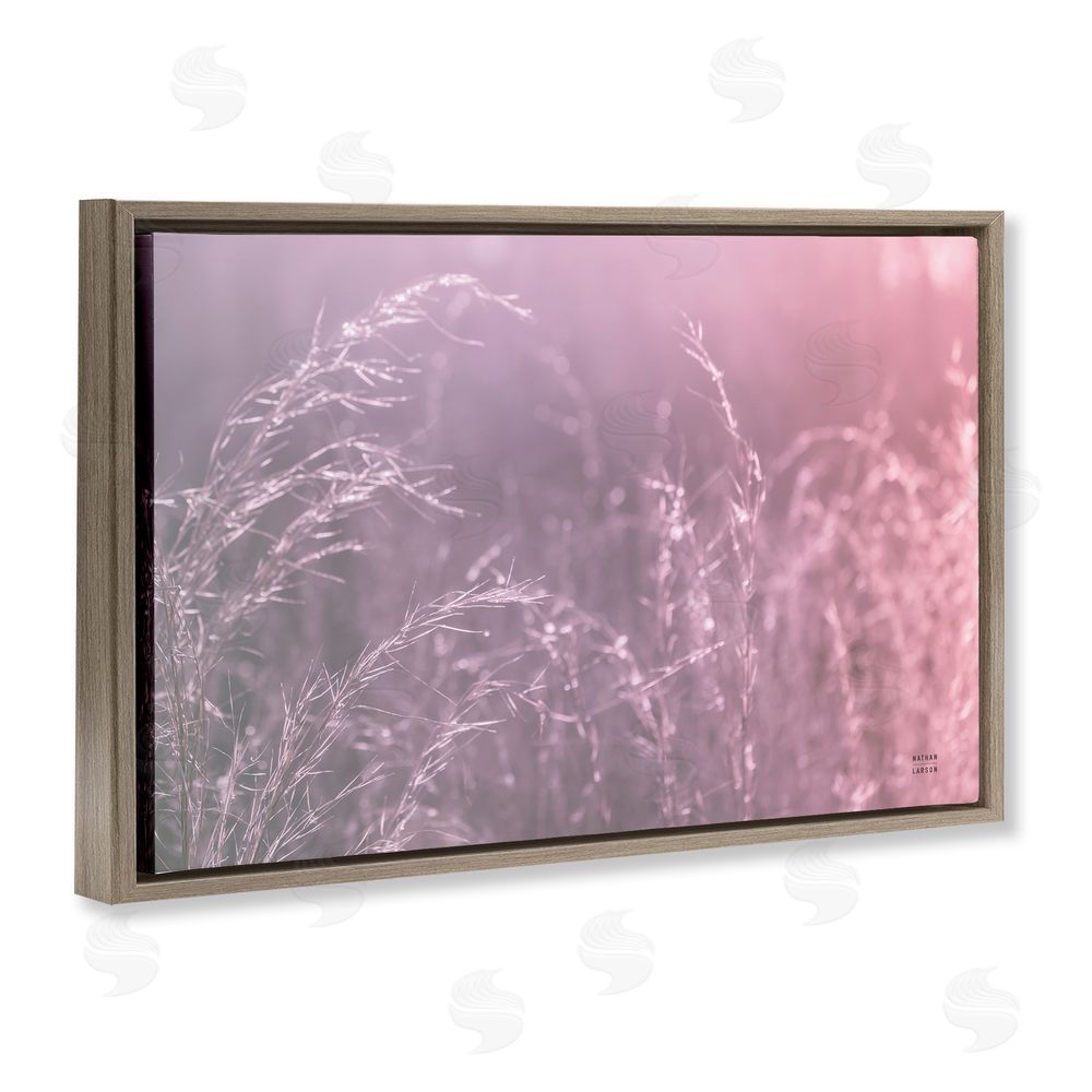 Nathan Larson Pink Meadow at Dawn Brown Floating Framed Canvas Wall Art