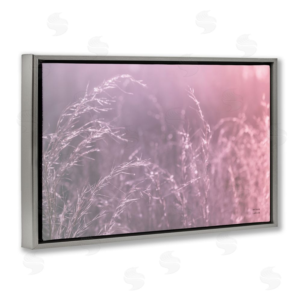 Nathan Larson Pink Meadow at Dawn Gray Floating Framed Canvas Wall Art