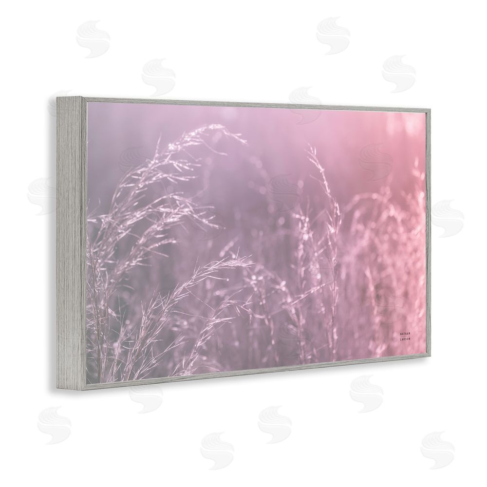 Nathan Larson Pink Meadow at Dawn Gray Framed Giclee Wall Art