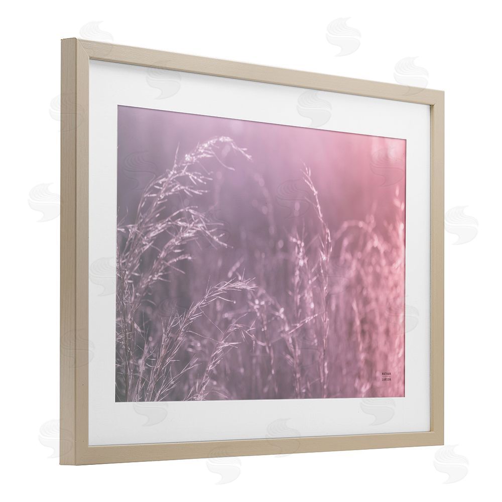 Nathan Larson Pink Meadow at Dawn Brown Framed Print Under Glass Wall Art