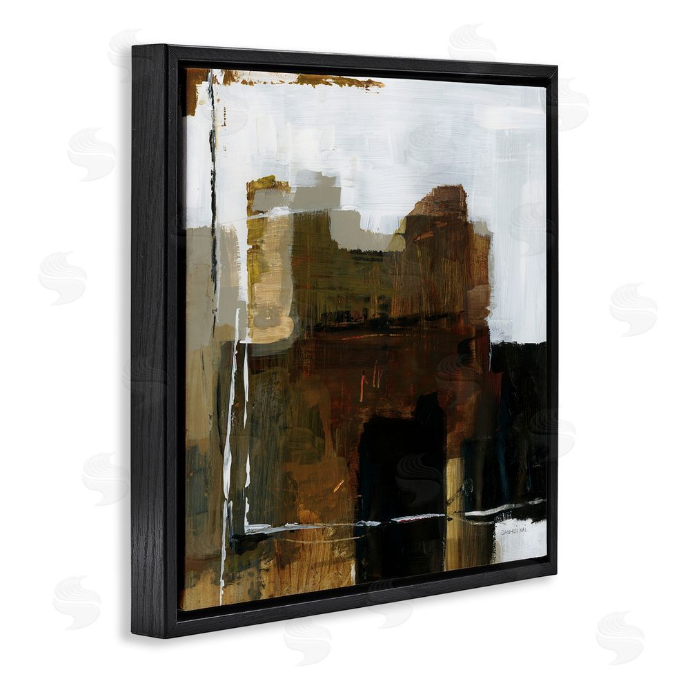 Danhui Nai Natural Abstract Earth Tones Black Floating Framed Canvas Wall Art