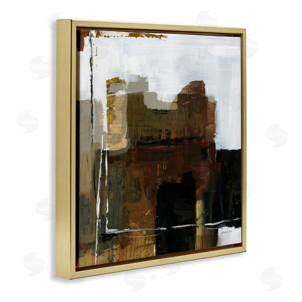 Danhui Nai Natural Abstract Earth Tones Gold Floating Framed Canvas Wall Art