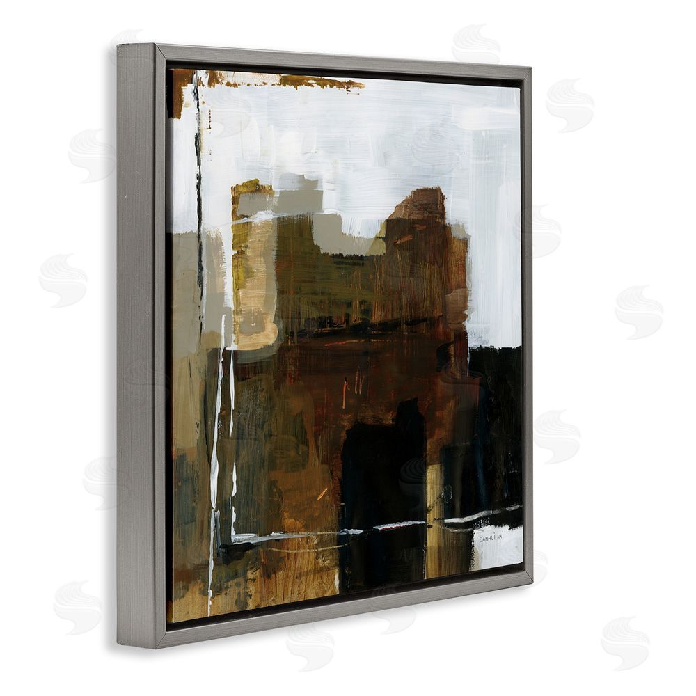 Danhui Nai Natural Abstract Earth Tones Gray Floating Framed Canvas Wall Art