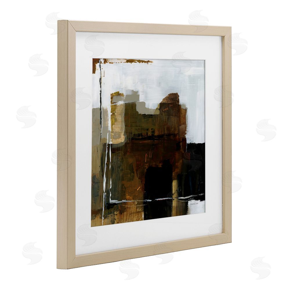 Danhui Nai Natural Abstract Earth Tones Brown Framed Print Under Glass Wall Art