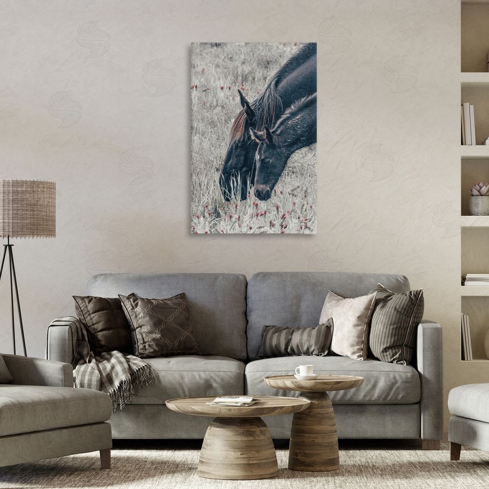 Nathan Larson New Graze Horses in Meadow Stretched Canvas Wall Art in Room