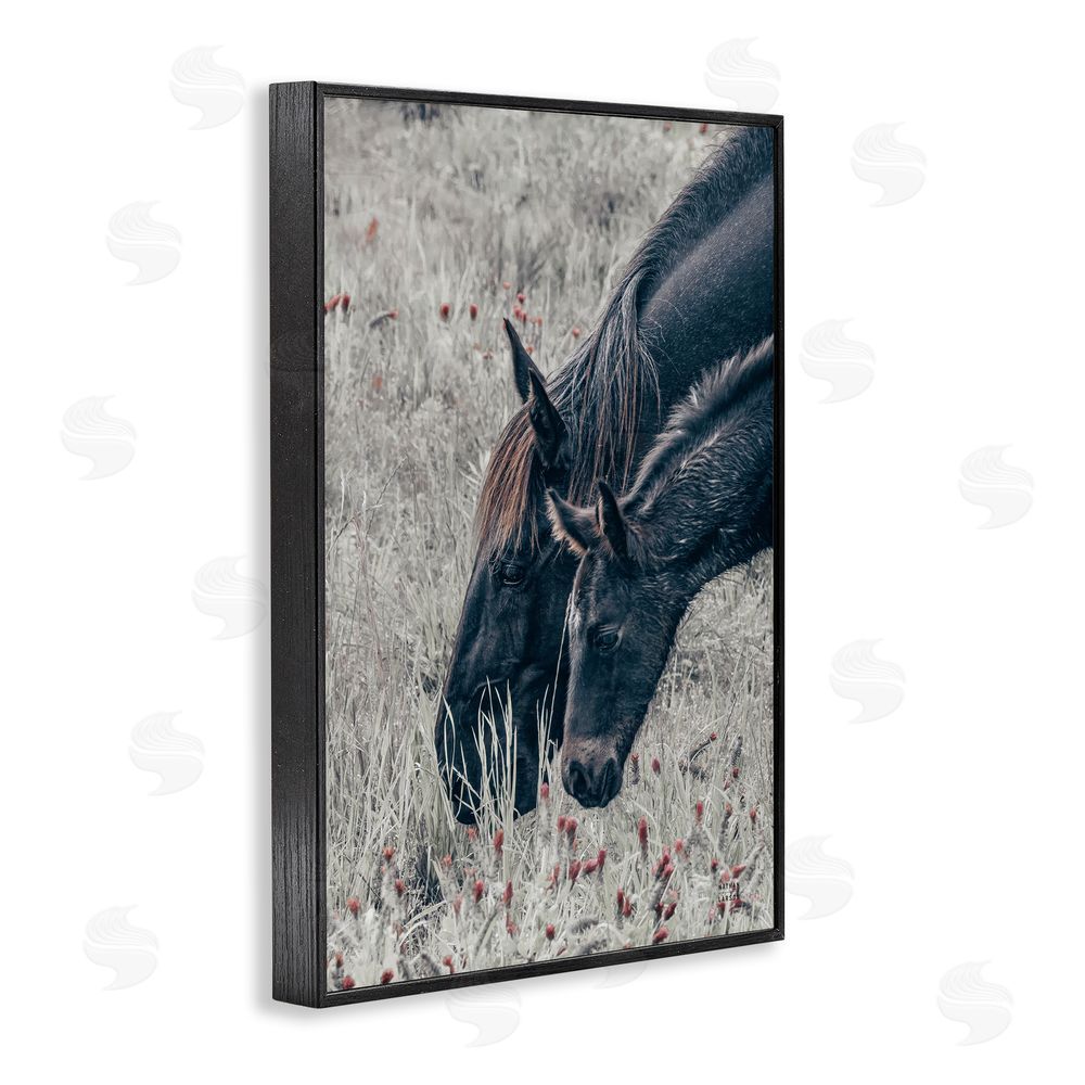 Nathan Larson New Graze Horses in Meadow Black Framed Giclee Wall Art