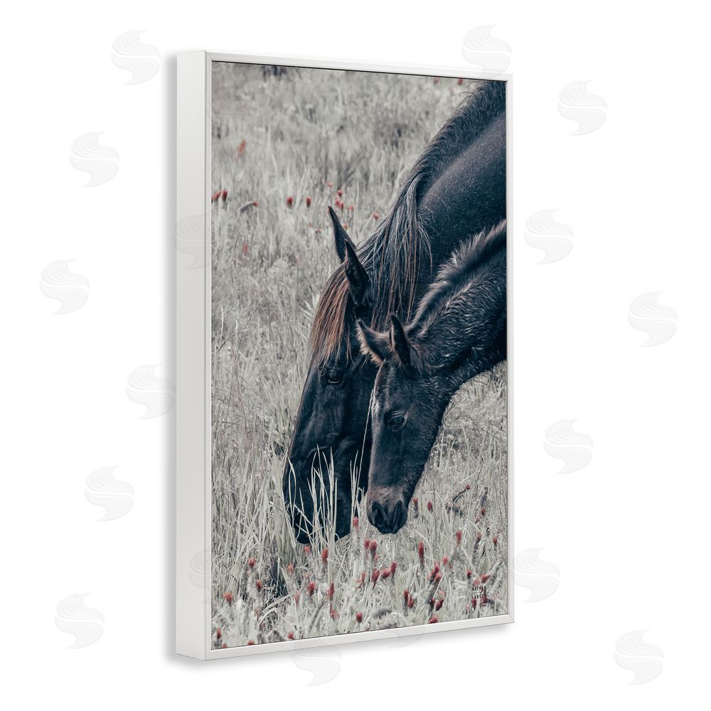 Nathan Larson New Graze Horses in Meadow White Framed Giclee Wall Art
