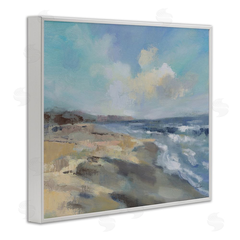 Silvia Vassileva Serene Morning Beach Waves White Framed Giclee Wall Art Print