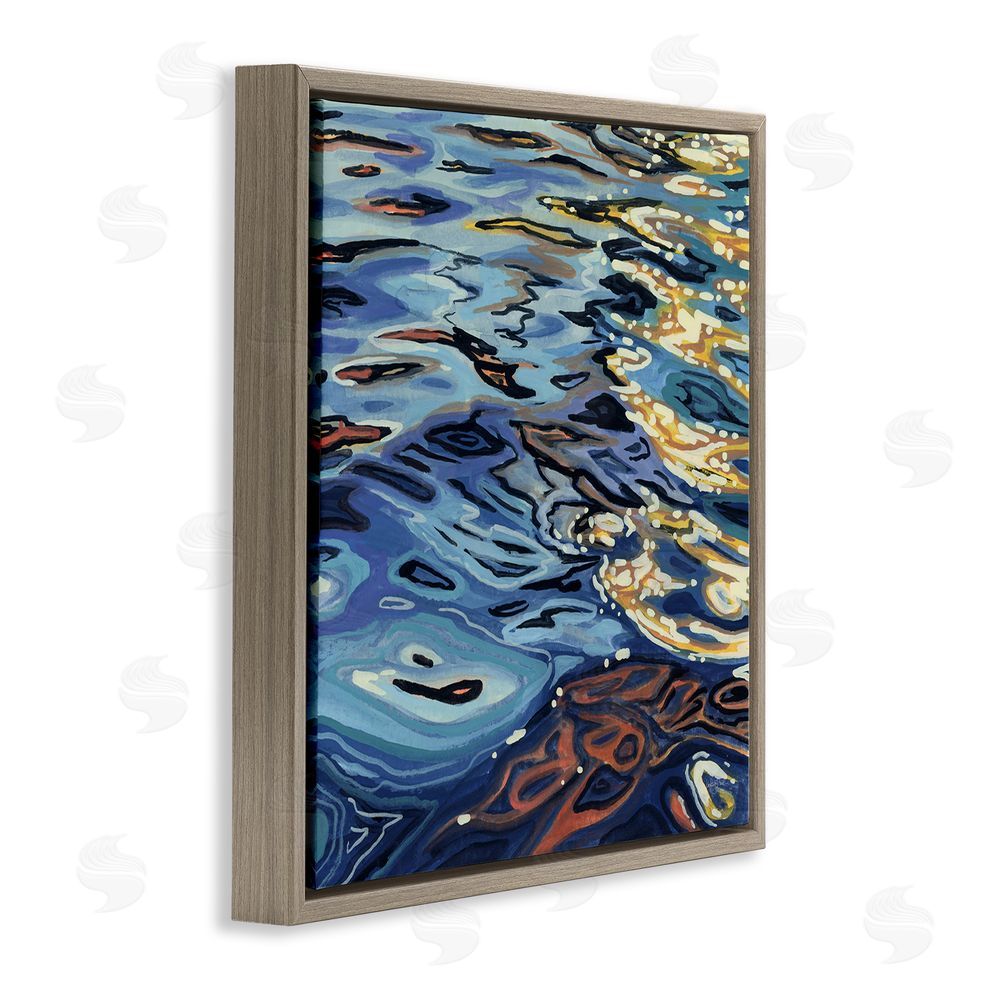 Kate Jarvik Birch Sunrise on Rippling Water Brown Floating Framed Canvas Wall Art Print