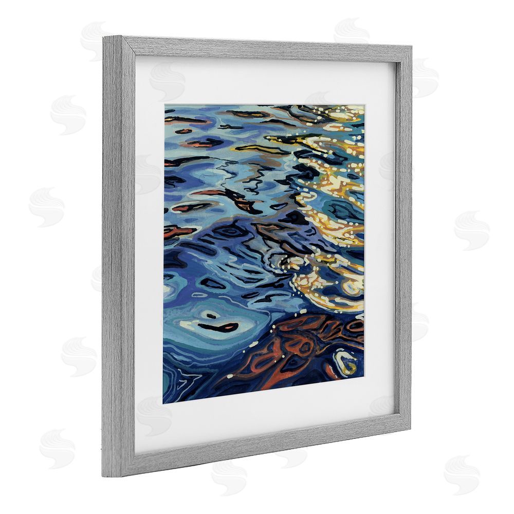 Kate Jarvik Birch Sunrise on Rippling Water Gray Framed Print Under Glass with White Mat Wall Art