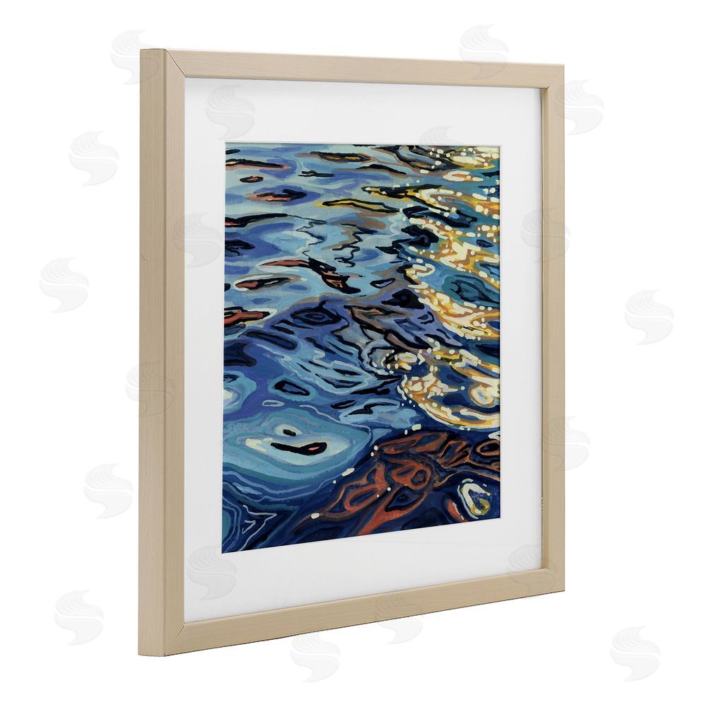 Kate Jarvik Birch Sunrise on Rippling Water Brown Framed Print Under Glass with White Mat Wall Art