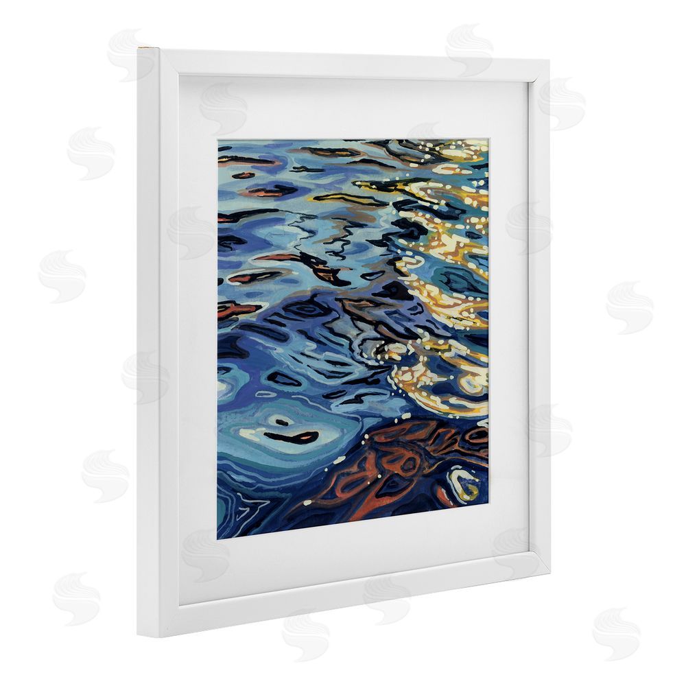 Kate Jarvik Birch Sunrise on Rippling Water White Framed Print Under Glass with White Mat Wall Art