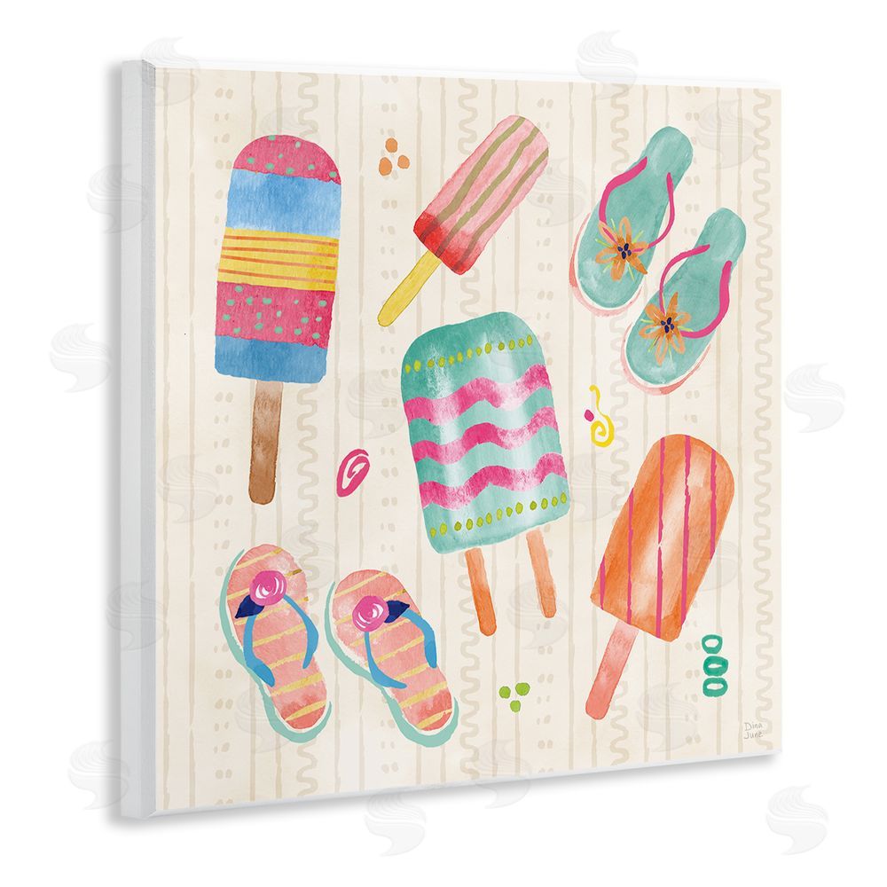 Dina June Summer Popsicles & Sandals Wall Plaque Printed Art