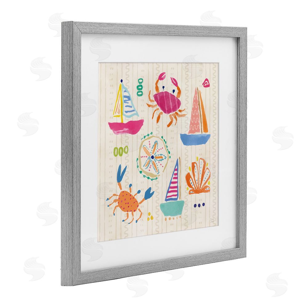 Dina June Nautical Fine In The Sunshine Gray Framed Print Under Glass Wall Art