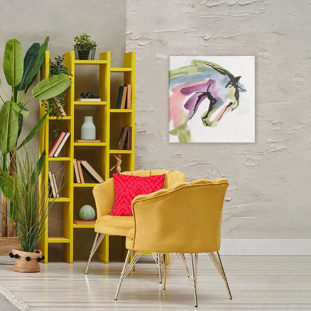 Chris Paschke Brushstroke Horse in Motion Stretched Canvas Wall Art Print in Room