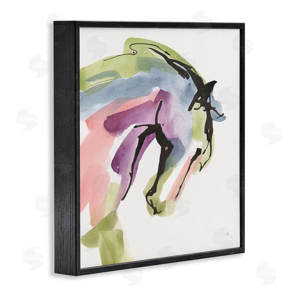 Chris Paschke Brushstroke Horse in Motion Black Framed Giclee Wall Art Print
