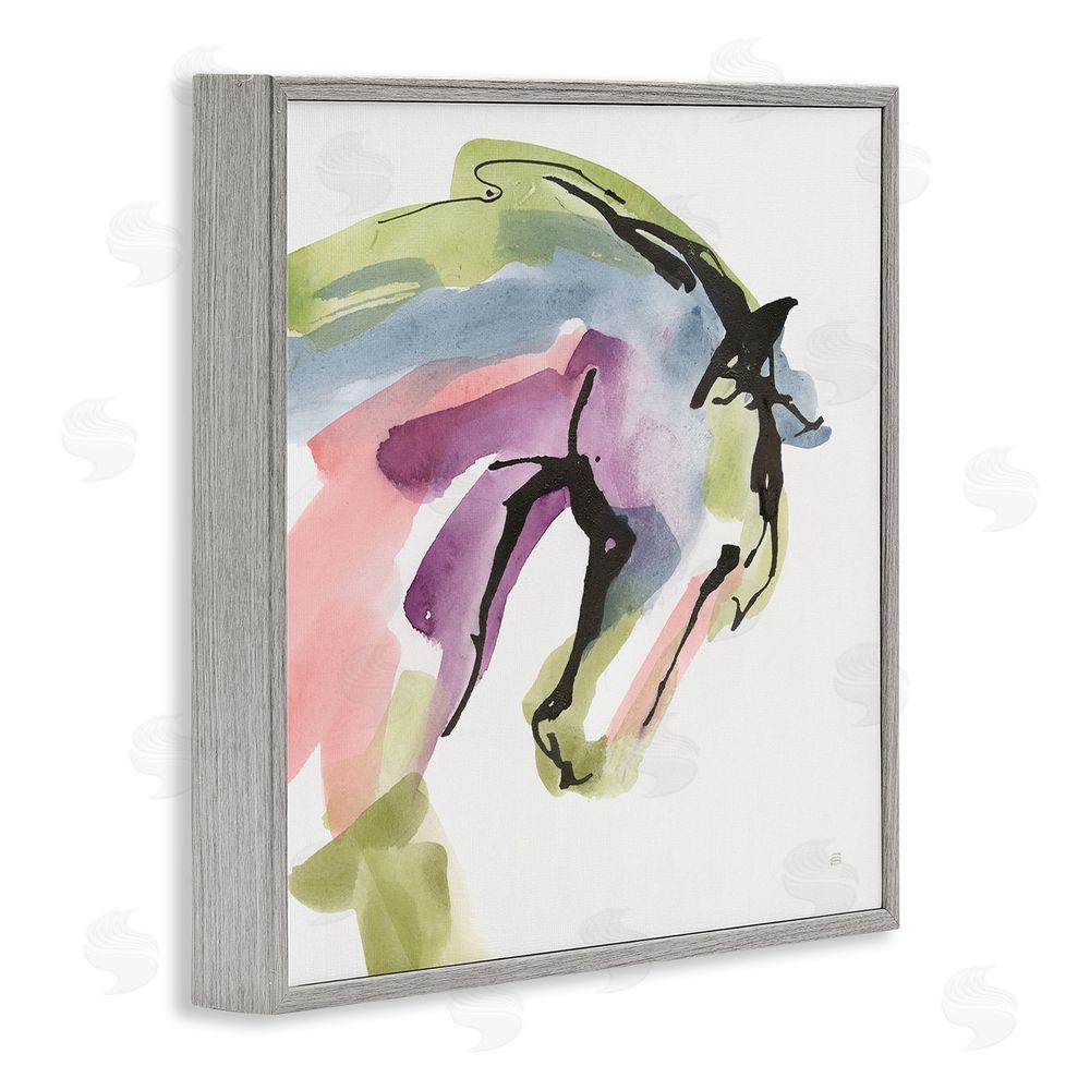 Chris Paschke Brushstroke Horse in Motion Gray Framed Giclee Wall Art Print