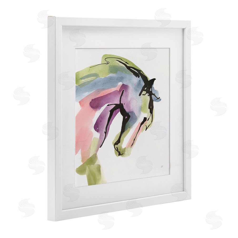 Chris Paschke Brushstroke Horse in Motion White Framed Print Under Glass with Matting Wall Art