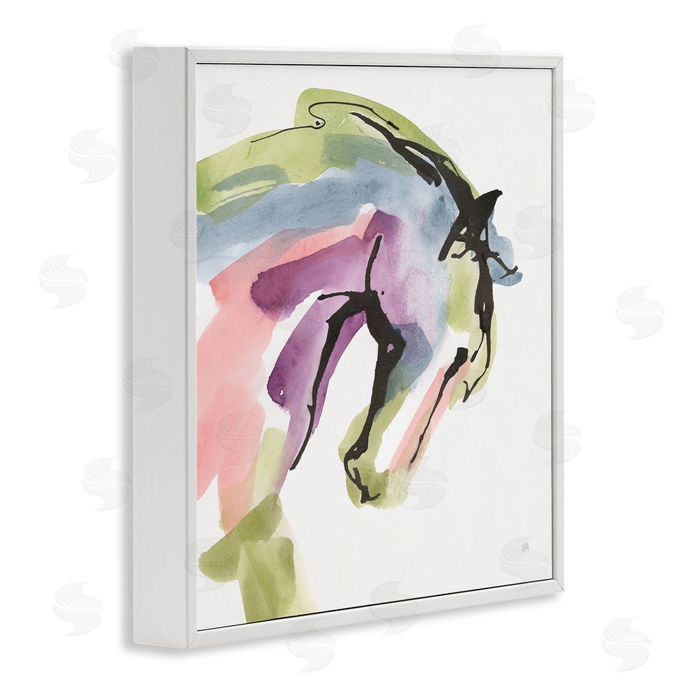 Chris Paschke Brushstroke Horse in Motion White Framed Giclee Wall Art Print