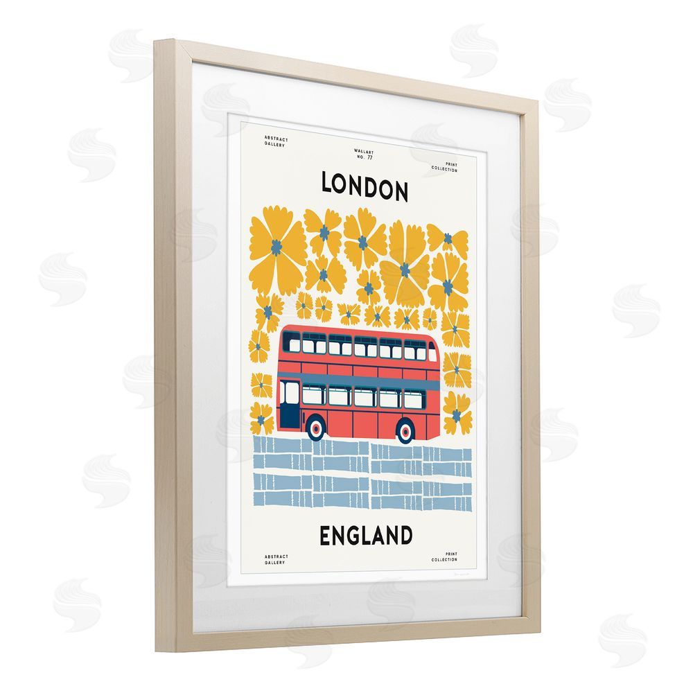 Wild Apple Groovy London Bus Birch Framed Print Under Glass Wall Art