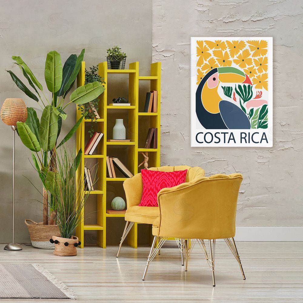 Omar Escalante Tropical Toucan & Flowers Stretched Canvas Wall Art in Room
