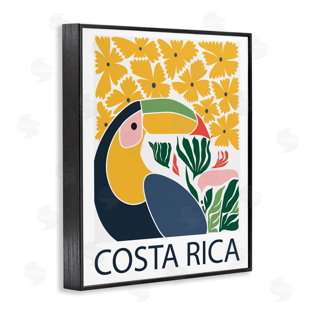 Omar Escalante Tropical Toucan & Flowers Black Framed Giclee Wall Art Print