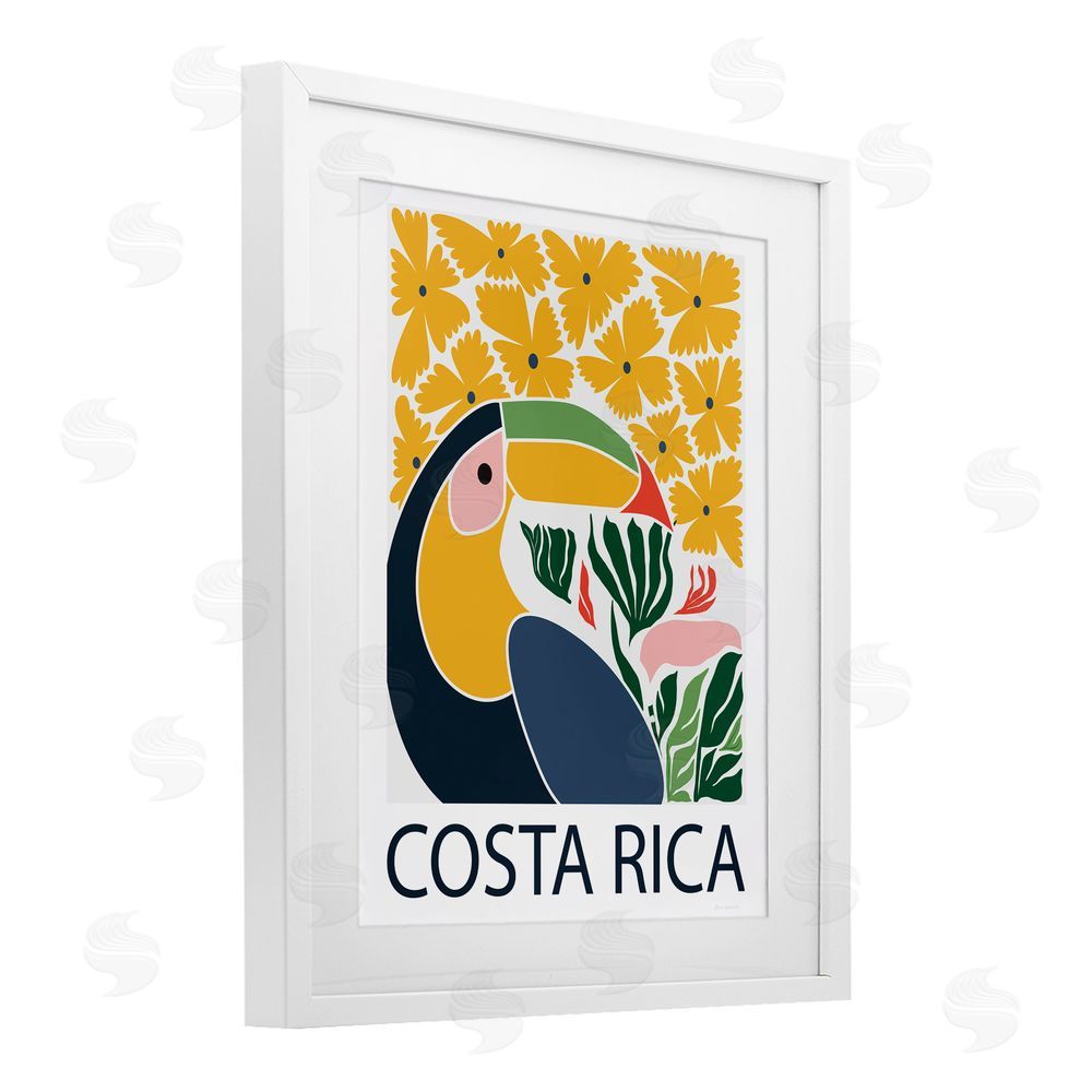 Omar Escalante Tropical Toucan & Flowers White Framed Print Under Glass Wall Art