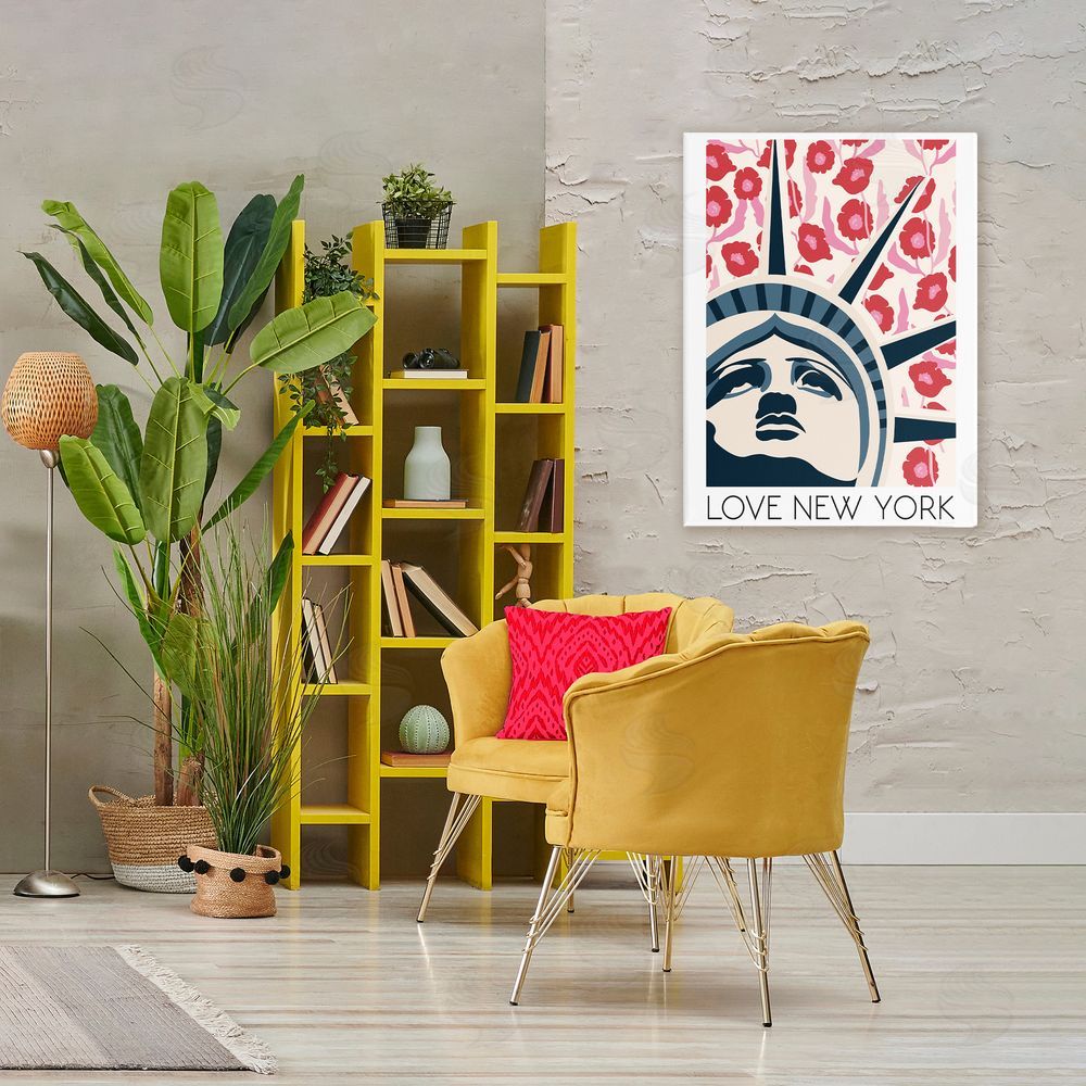 Wild Apple Groovy Florals Love New York Canvas Wall Art Print in Room