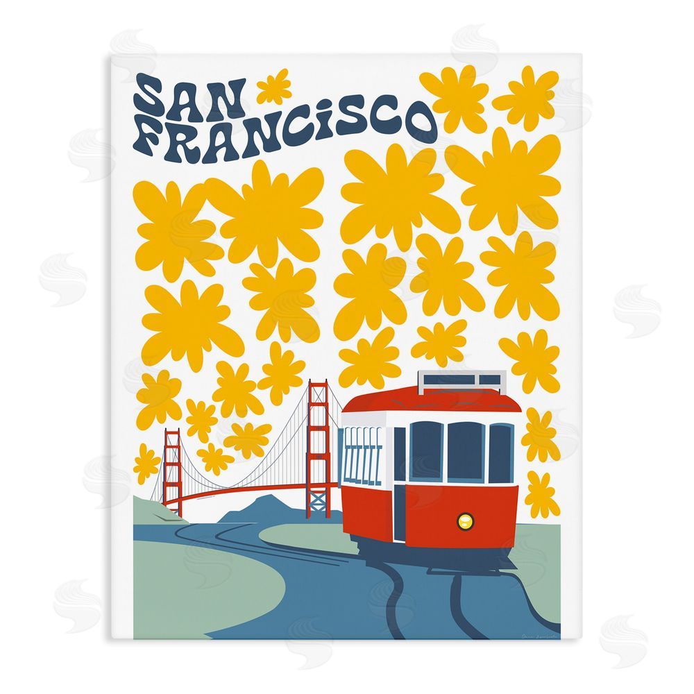 Omar Escalante San Francisco Trolley Stretched Canvas Wall Art Print