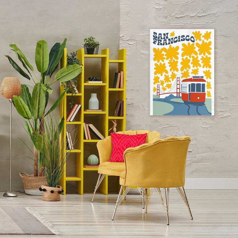 Omar Escalante San Francisco Trolley Stretched Canvas Wall Art in Room