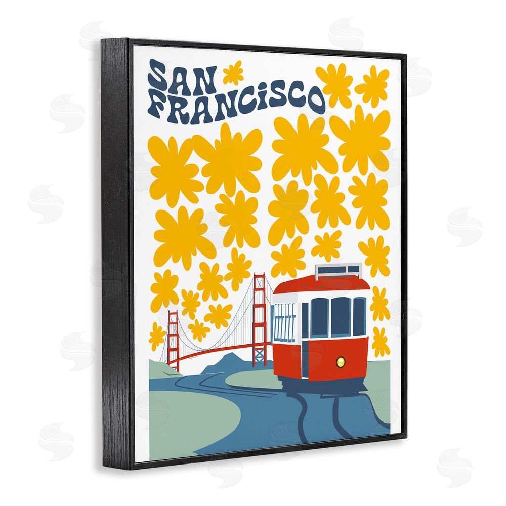 Omar Escalante San Francisco Trolley Black Framed Giclee Wall Art Print
