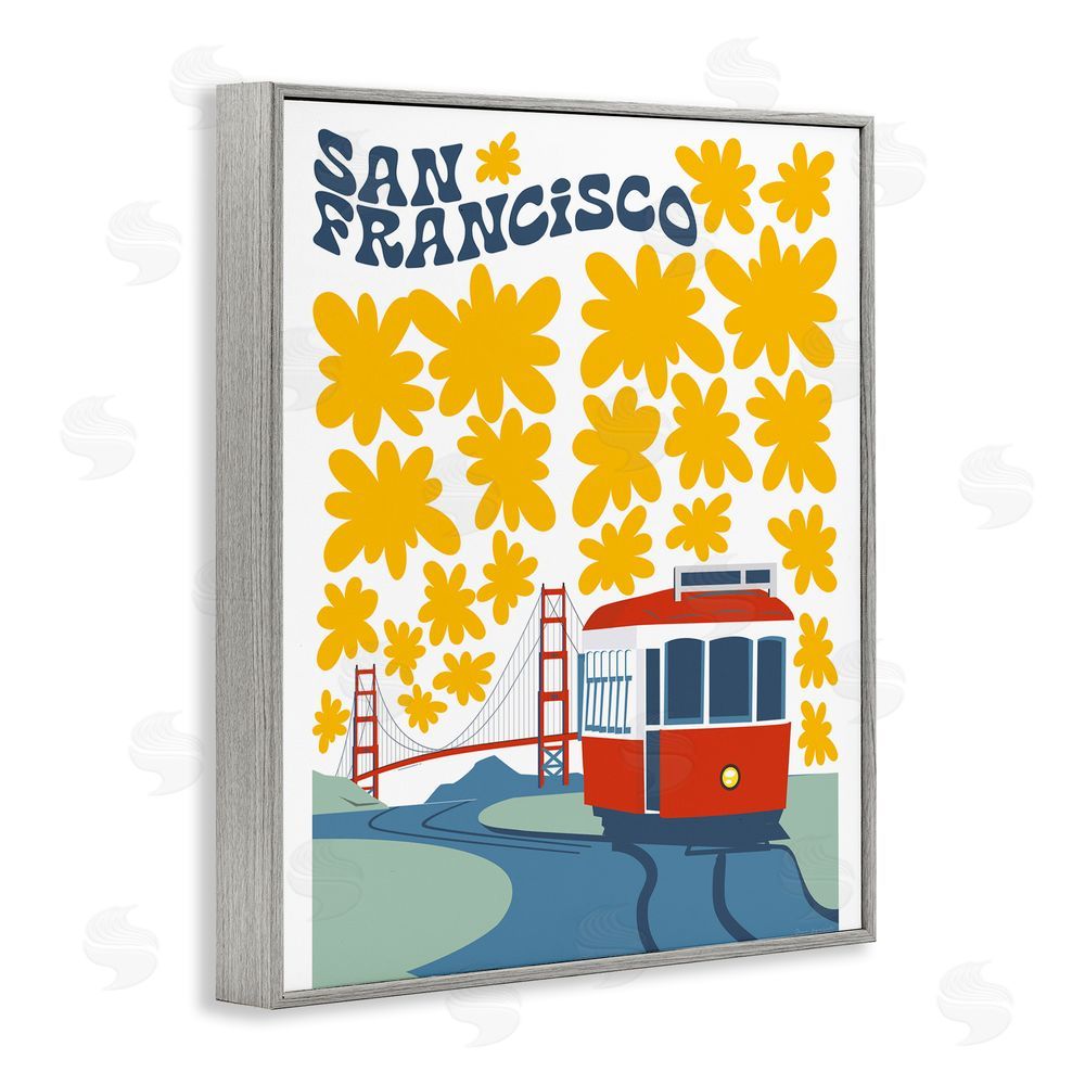 Omar Escalante San Francisco Trolley Gray Framed Giclee Wall Art Print
