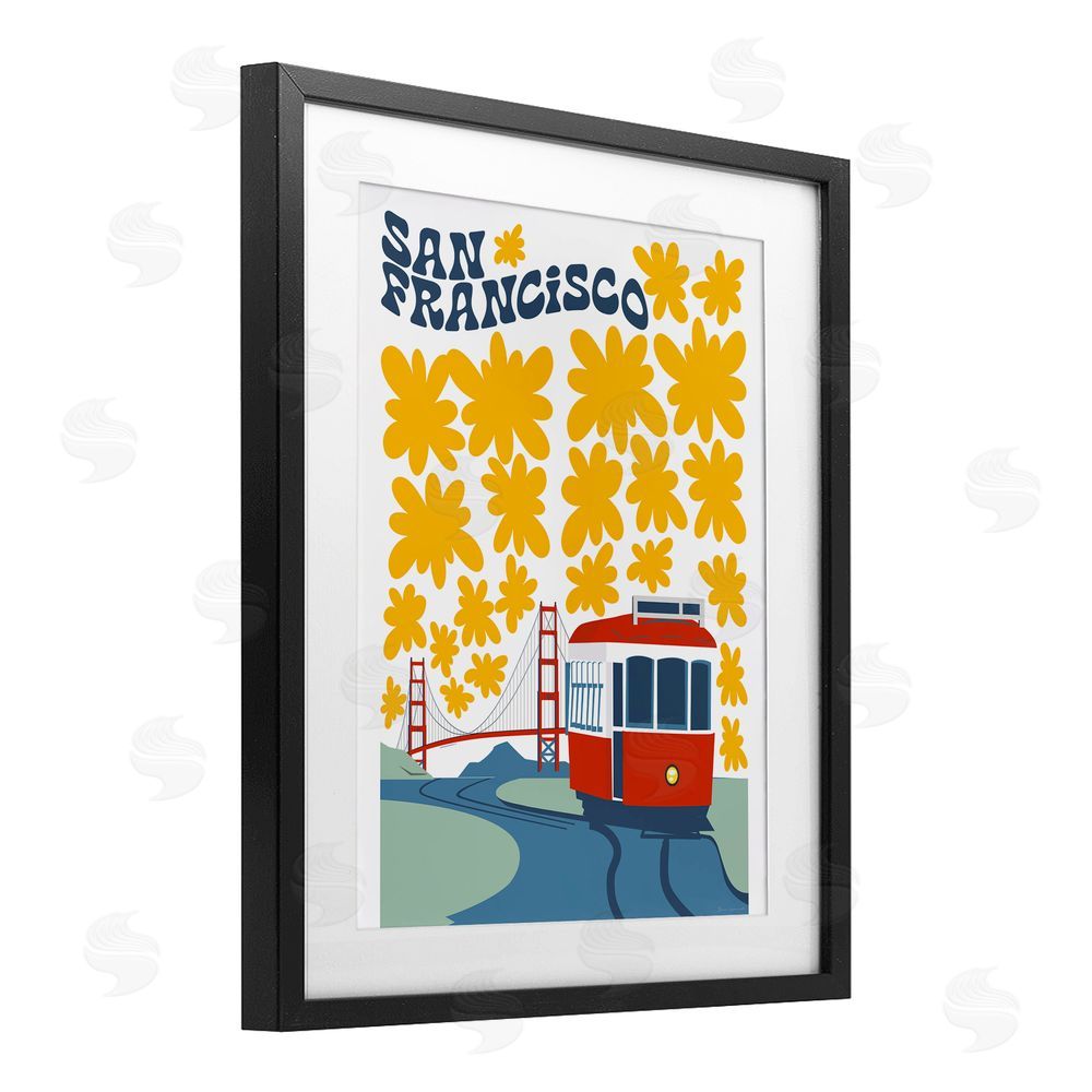 Omar Escalante San Francisco Trolley Black Framed Print Under Glass Wall Art