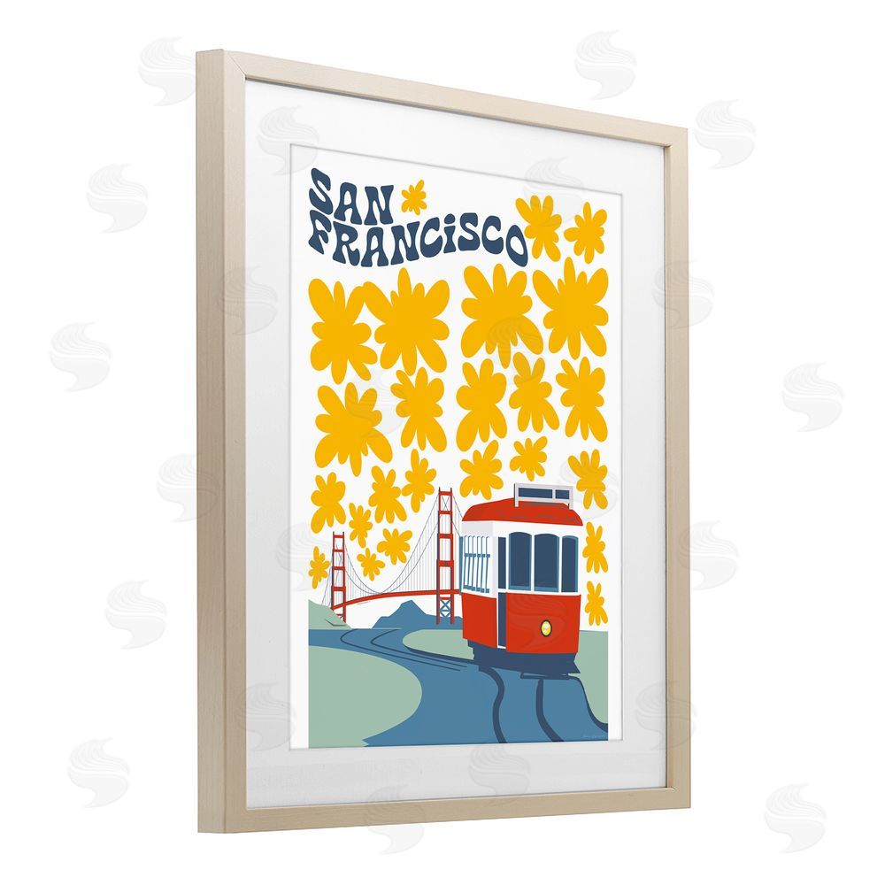 Omar Escalante San Francisco Trolley Birch Framed Print Under Glass Wall Art