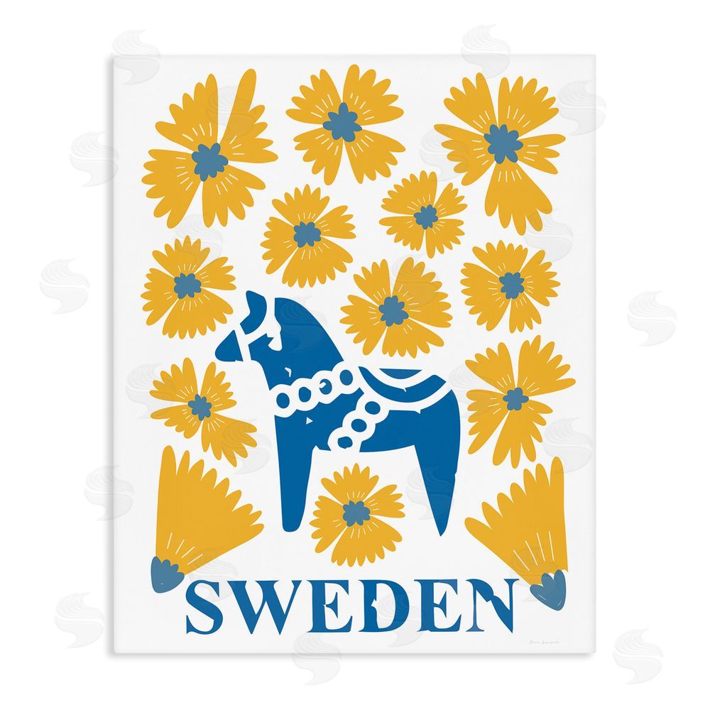 Omar Escalante Swedish Folk Flowers Stretched Canvas Wall Art Print