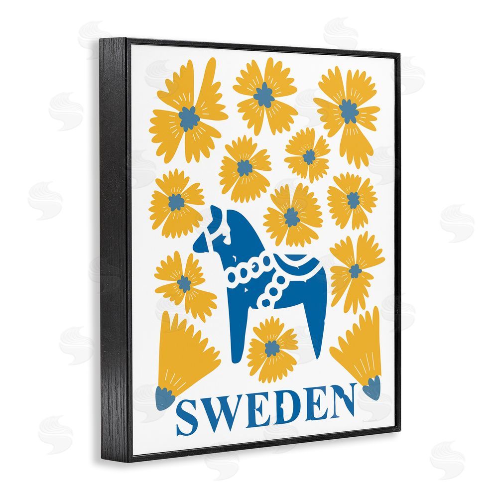 Omar Escalante Swedish Folk Flowers Black Framed Giclee Wall Art Print