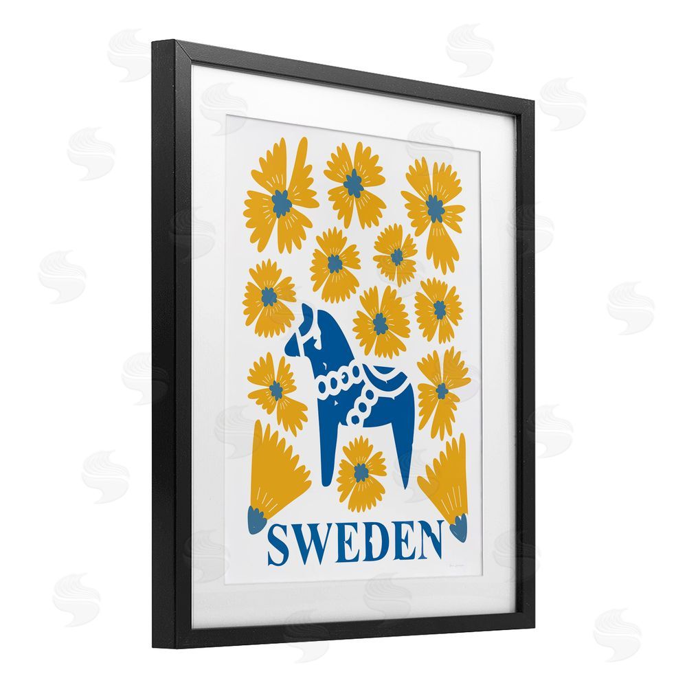 Omar Escalante Swedish Folk Flowers Black Framed Print Under Glass Wall Art