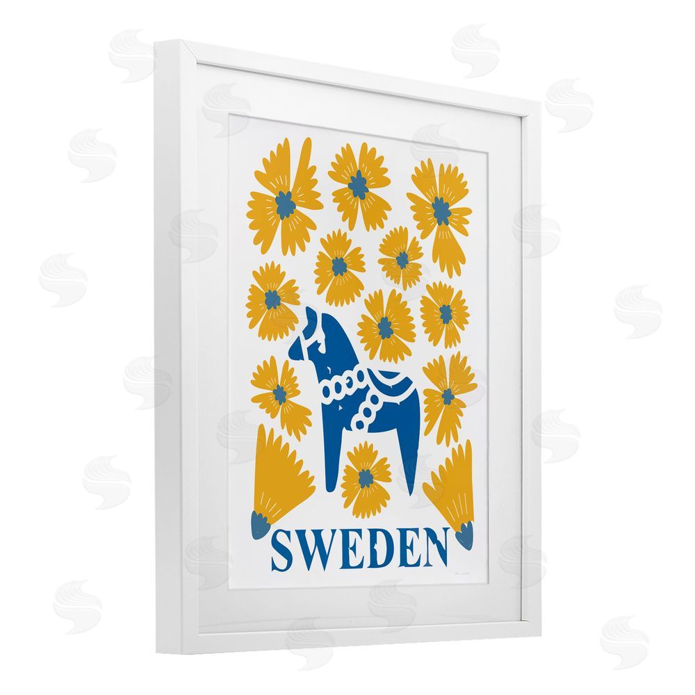 Omar Escalante Swedish Folk Flowers White Framed Print Under Glass Wall Art