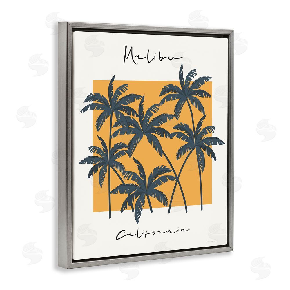 Wild Apple Malibu Retro Vibe Gray Floating Frame Canvas Wall Art Print