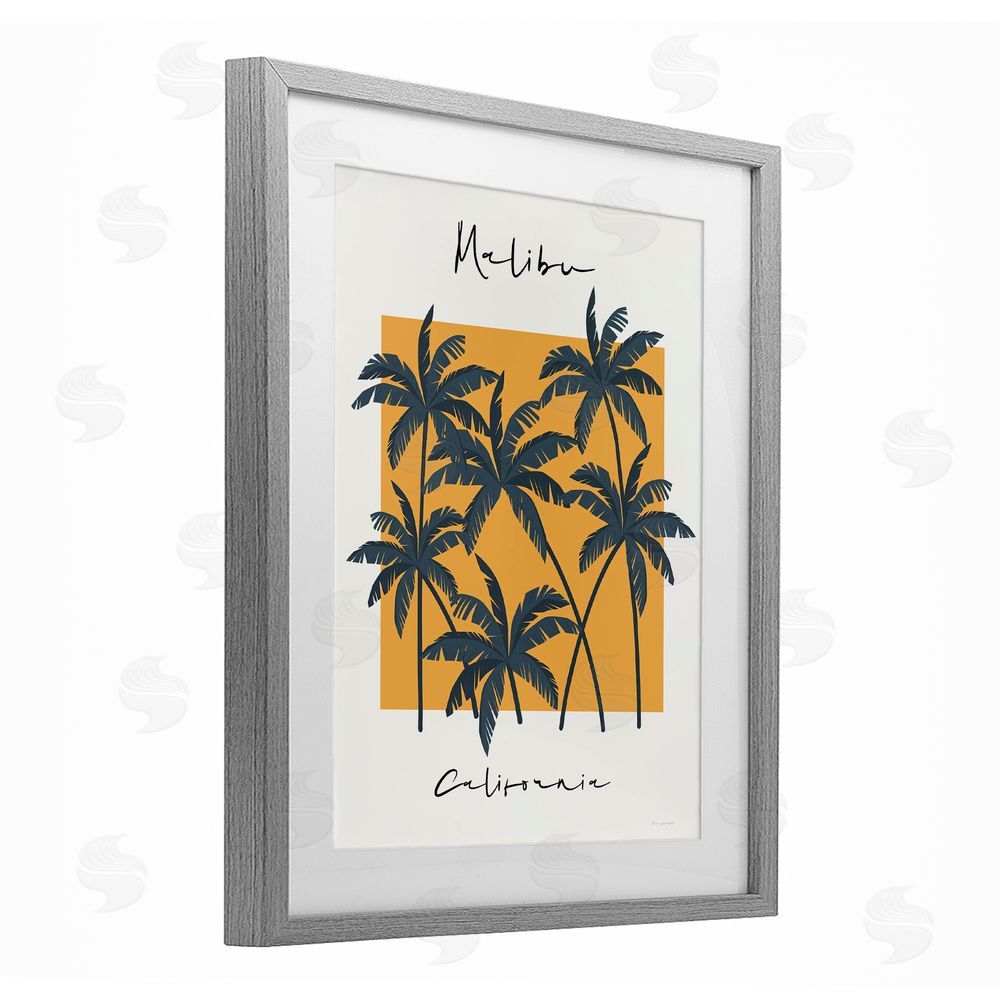 Wild Apple Malibu Retro Vibe Gray Framed Print Under Glass Wall Art