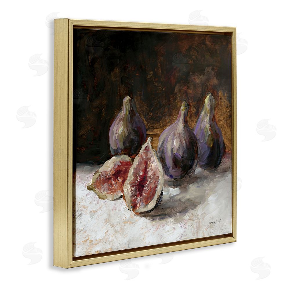 Danhui Nai Rustic Fig Still Life Gold Floating Framed Canvas Wall Art