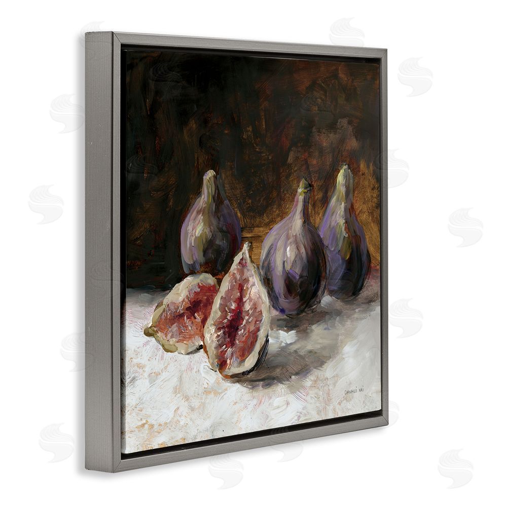 Danhui Nai Rustic Fig Still Life Gray Floating Framed Canvas Wall Art