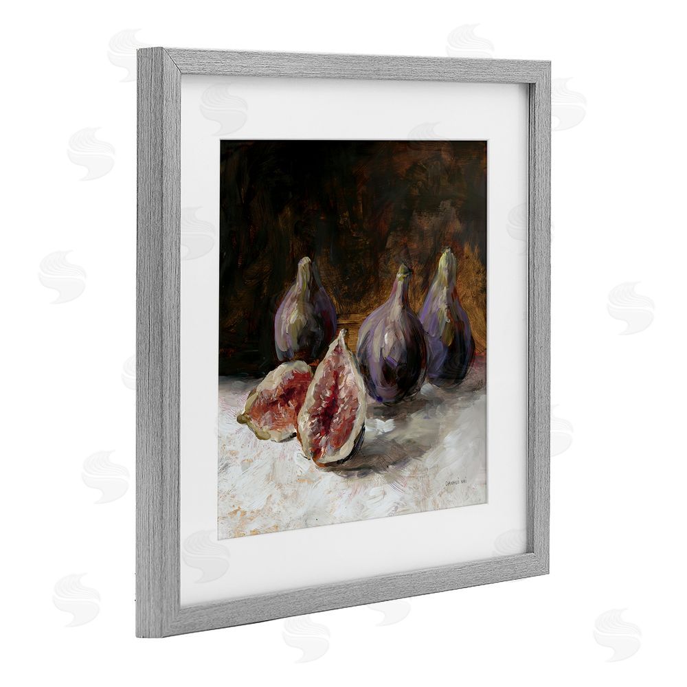 Danhui Nai Rustic Fig Still Life Gray Framed Print Under Glass Wall Art