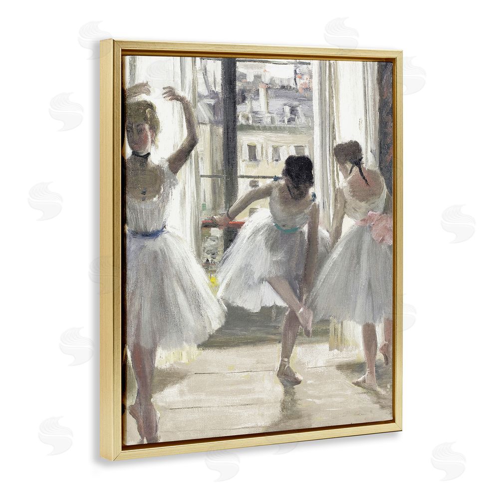 Leah Straatsma Ballet Class In Practice Gold Floating Frame Canvas Wall Art Print
