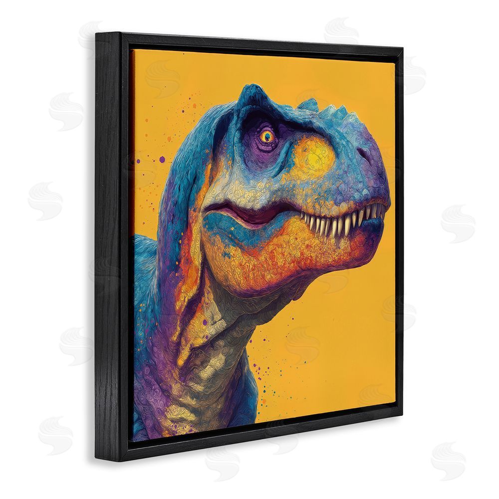 Wumples Vibrant T-Rex Portrait Black Floating Frame Canvas Wall Art Print