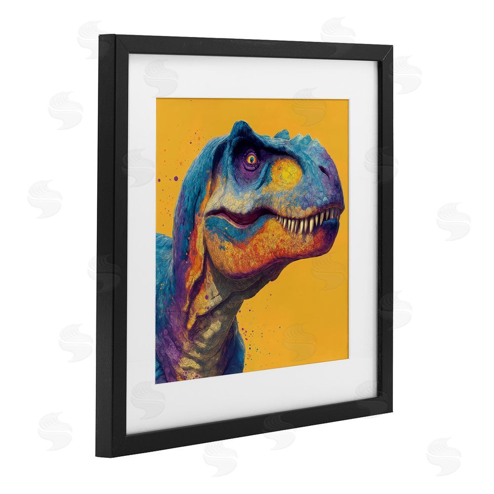 Wumples Vibrant T-Rex Portrait Black Framed Print Under Glass Wall Art