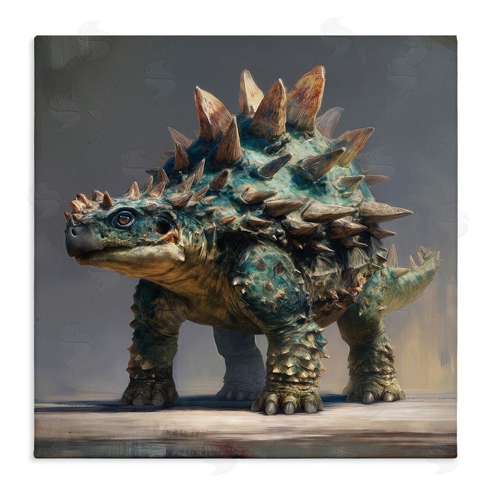 Wumples Prehistoric Ankylosaurus Portrait Stretched Canvas Wall Art Print