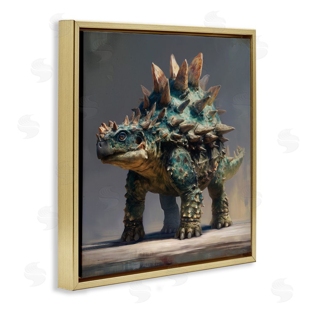 Wumples Prehistoric Ankylosaurus Portrait Gold Floating Frame Canvas Wall Art Print