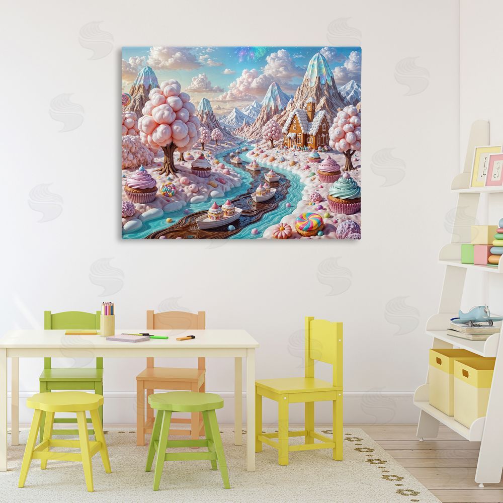 Tabz Jones Dreamlike Candy Land Whimsy Stretched Canvas Wall Art in Room