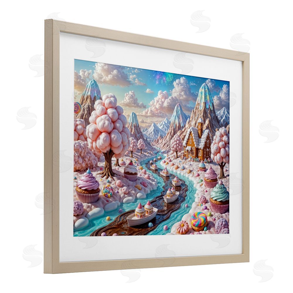 Tabz Jones Dreamlike Candy Land Whimsy Brown Framed Print Under Glass Wall Art